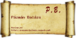 Pázmán Balázs névjegykártya