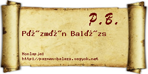 Pázmán Balázs névjegykártya