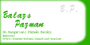 balazs pazman business card